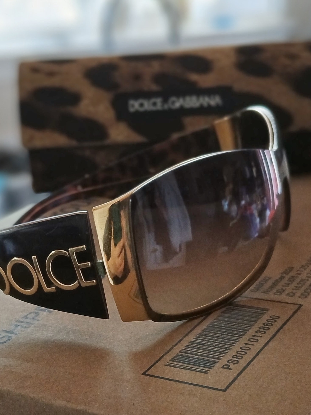 Dolce & Gabbana Oversized Logo Sunglasses in Gold and Brown